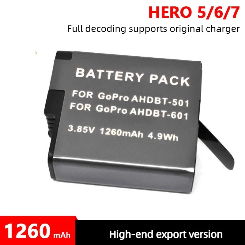 High-Quality In Stock 3.8V 1200-1600mAH Battery for GoPro Hero 3+ 4 5 6 7 8 801 501 401 301 HD Camera Replacement Battery