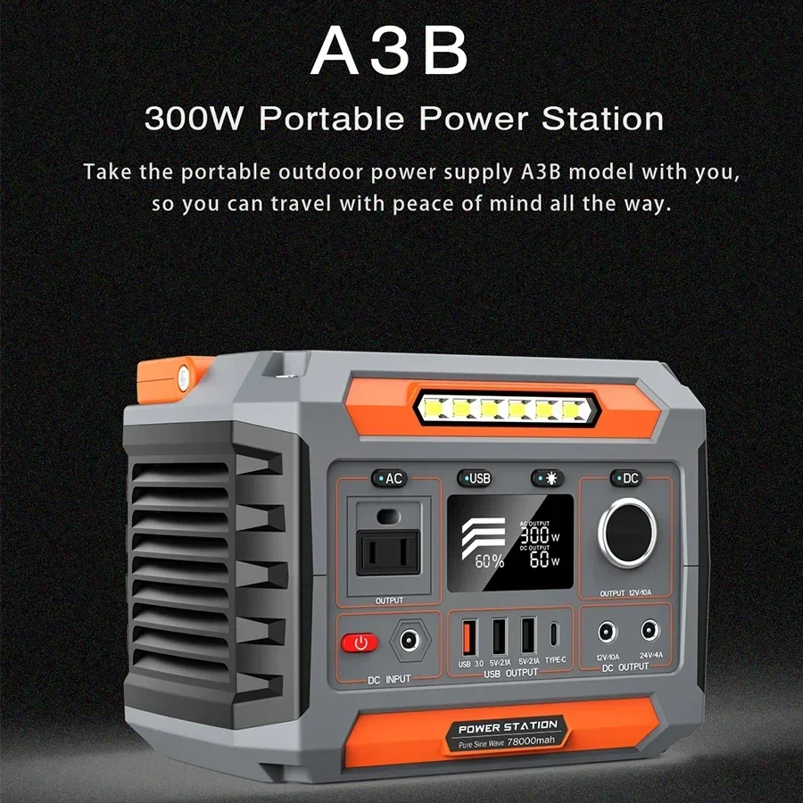 A3B 300W Portable Power Station PD15W Fast Charge 75000mAh Powerful Powerbank for Outdoor Blackout  Camping  보조배터리