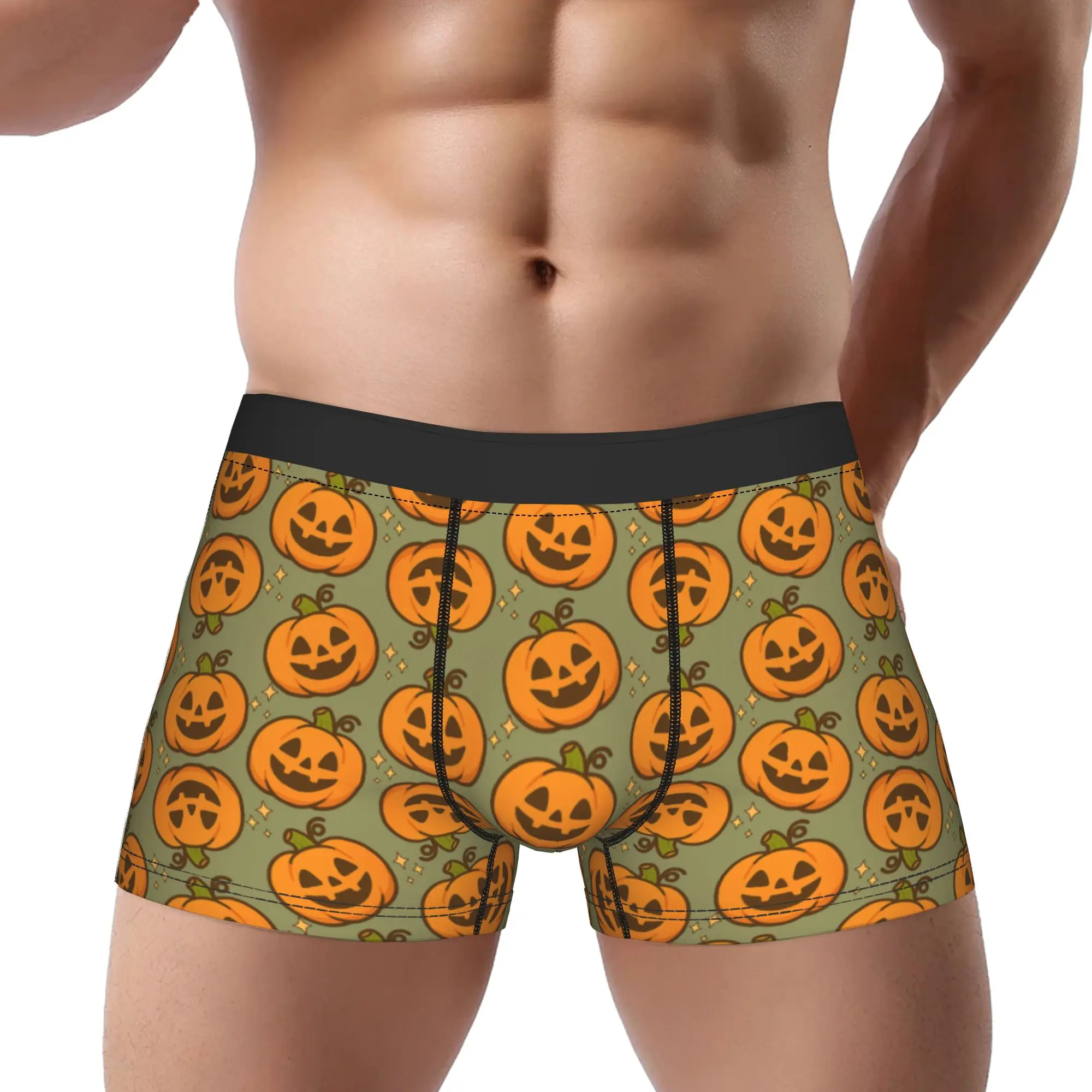 Retro Halloween Pumpkin Repeat Pattern  Underpants Homme Panties Man Underwear Ventilate Shorts Boxer Briefs