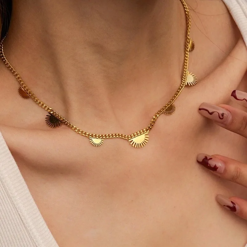 Ray of Sunshine Charm Necklace for Women / Waterproof Durable 18k Gold Plated Sunburst Hypoallergenic Layering Pendant Necklaces