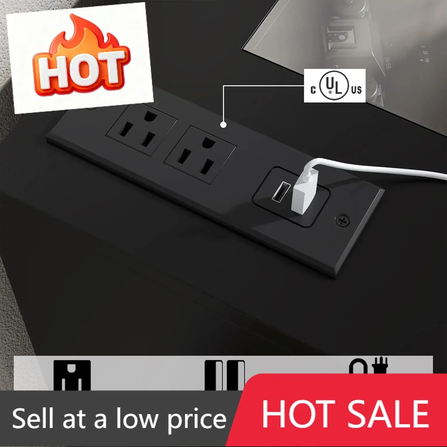 8 Drawer Dresser for Bedroom, White Dresser w/Power Outlet Chest of Drawer w/LED Light & Glass Top, Modern Double Wide Drawer Or
