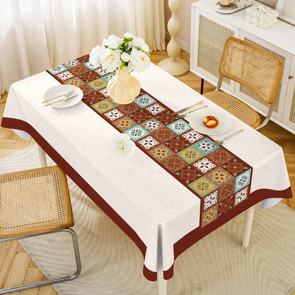 1PC Modern Simple PVC Dining Table Cloth Waterproof Oil-proof Anti-scalding Leave-in Table Cloth Non-slip Thermal Insulation