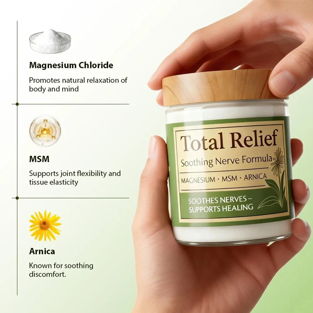 50ml Total Relief Massage Cream Muscle Relaxation Magnesium Topical Lotion for Soothes Tired Joints Legs Stretch Fast Absorbing