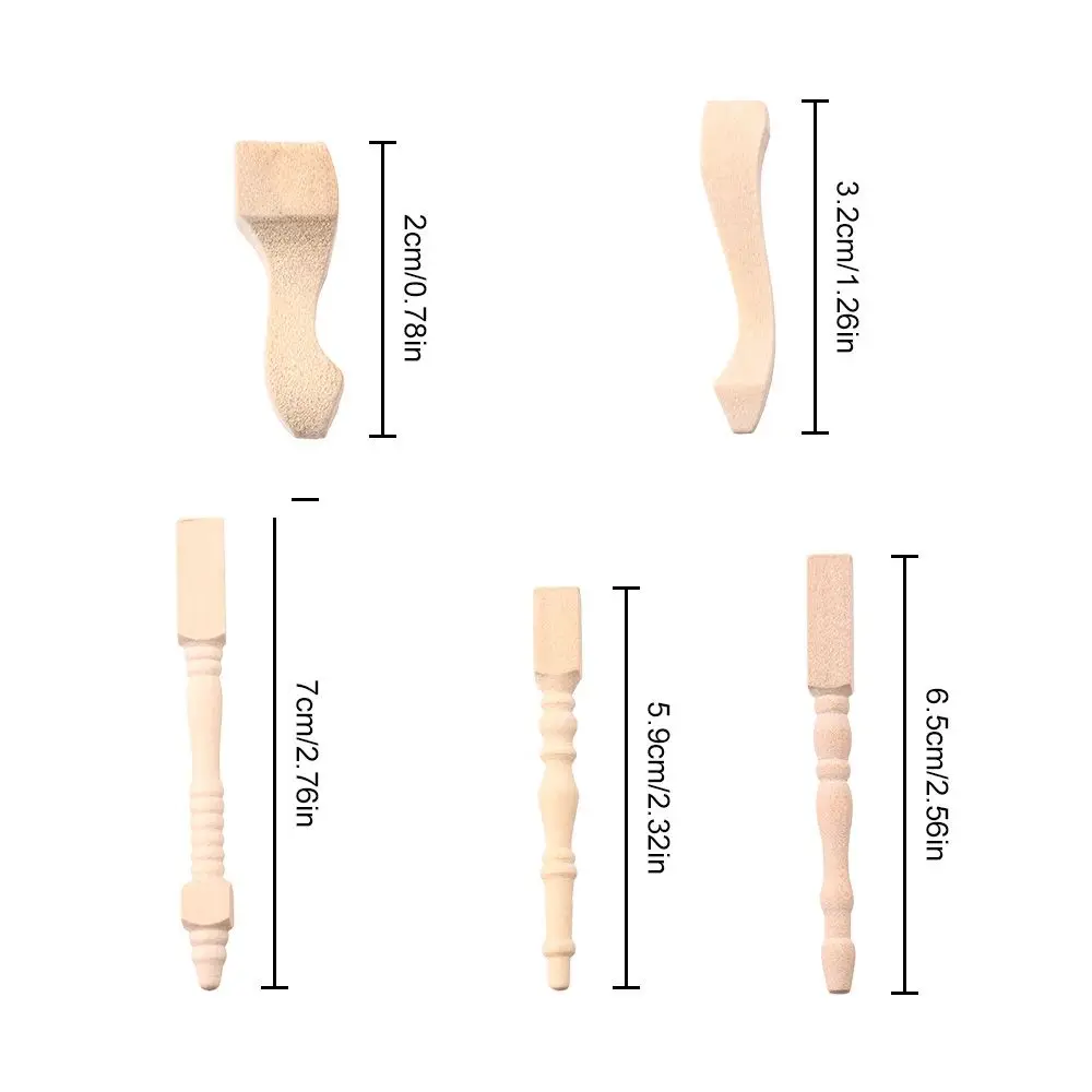 قدم مصغر على الطراز الأوروبي ، مقعد خزانة ، دمية فيتس ، إكسسوارات منحوتة من الخشب ، أثاث ديكور بيت الدمية ، هدية عيد الميلاد ، 4