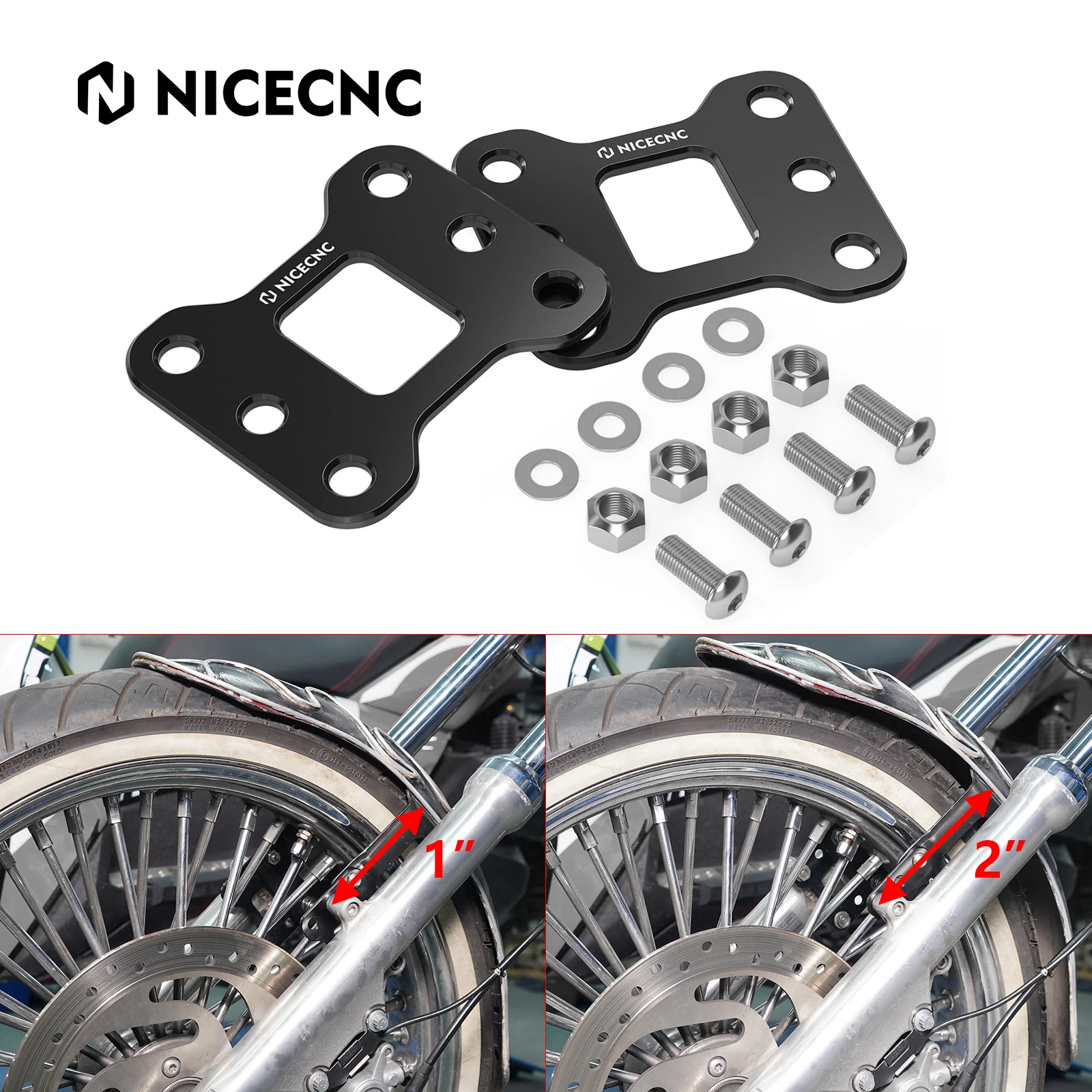 

1" 2" Front Fender Lift Brackets for Harley Iron 883 XL883N 2009-2019 Sportster 883 Super Low XL883L 11-19 48 XL1200X 2010-2019