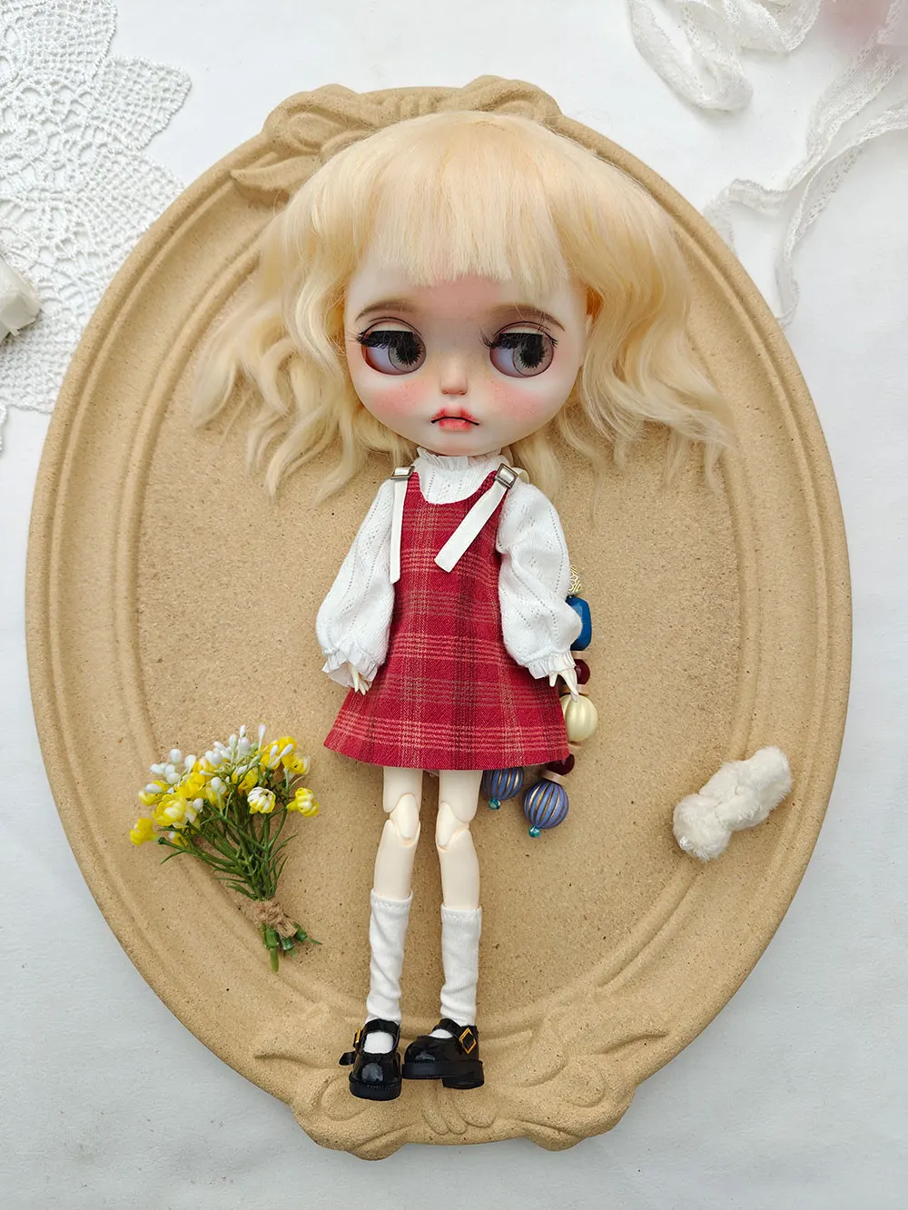 Handgemachte Blythe Puppenkleidung täglich süßes Set Ob22 Ob24 Azone handgemachte Puppenkleidung Puppenzubehör Kleid Blythe Kleidung