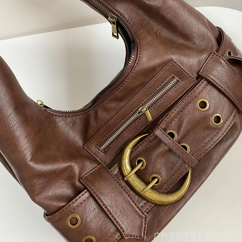 

Сумка через плечо из искусственной кожи для стильных девушек, вместительная, с пряжкой, регулируемым ремнем, модная сумка для мотоциклистов, для свиданий и вечеринок