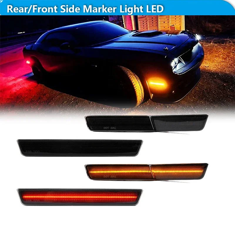 

For Dodge Challenger with factory widebody 2018-2022 Car LED Front Rear Fender Side Marker Turn Signal Lights Parking Lights