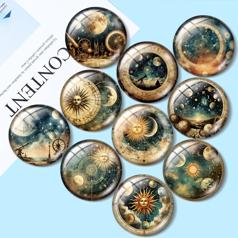 Astrological  Watercolor  12/18/20/25mm glass cabochon  bracelet pendant rings for jewelry demo earrings back Making findings