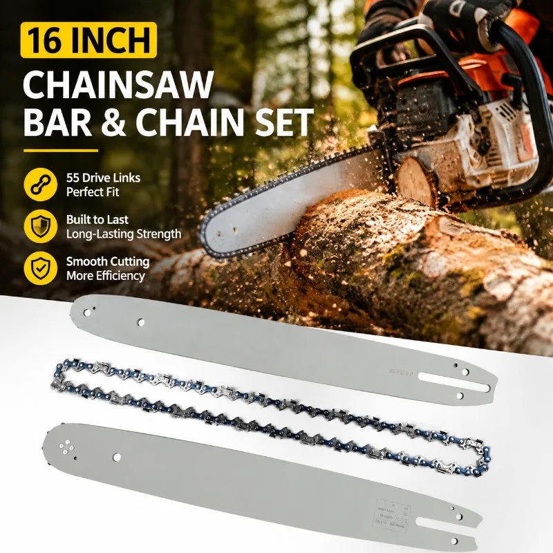 16 inch Chainsaw Bar and Chain Set 55 Drive Links for Stihl MS170 MS180 MS250 Guide Bar