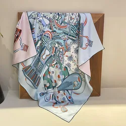 Sciarpa di seta 100 di gelso reale a doppia faccia Foulard da donna Sciarpe di seta di gelso Designer di marca di lusso Sciarpe a rullo a mano 90 * 90 cm