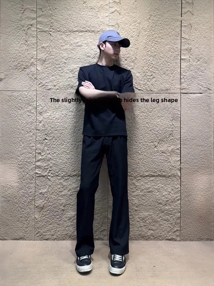 Bla Le Blade Men's Summer High Street Cleanfit Pants Drapey Flared Trousers Faionable Casual Pants for Teenagers