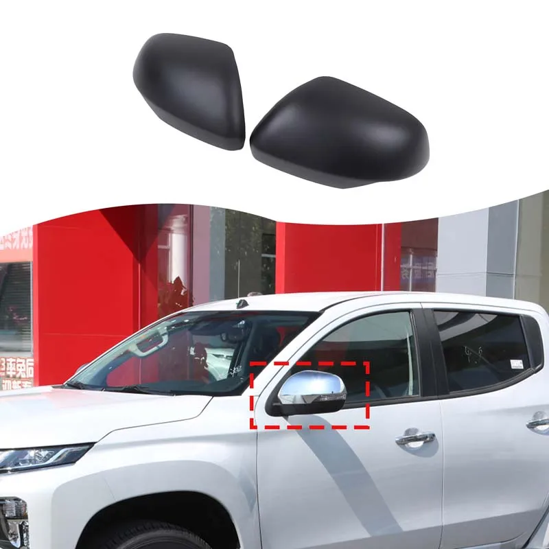 

For Mitsubishi L200 Triton 2019-2023 ABS matte black car exterior rearview mirror decorative cover sticker auto accessories 2Pcs