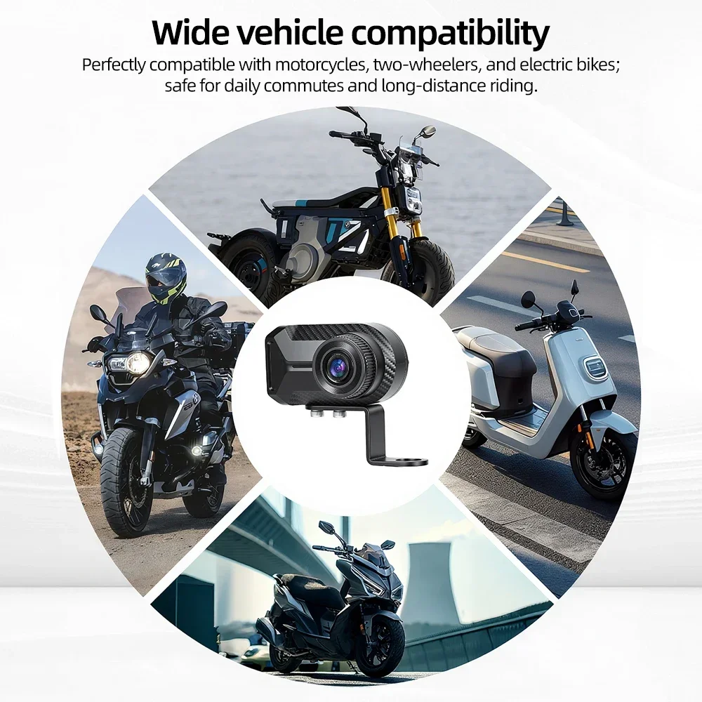 Dash Camera 1080p WiFi Con Batteria 1500mAh, Grandangolo 120° Per Bici E Moto, Supporta 128GB