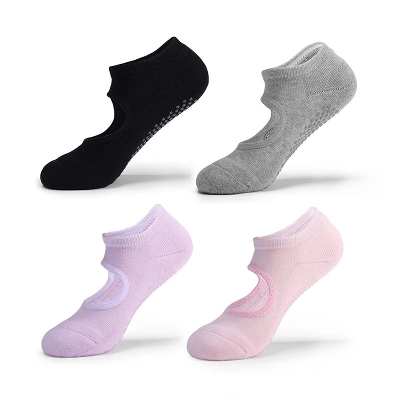 Yoga Socks Women Gray Thick Towel Dot Silicone Non Slip Grip Pilates No-show Socks