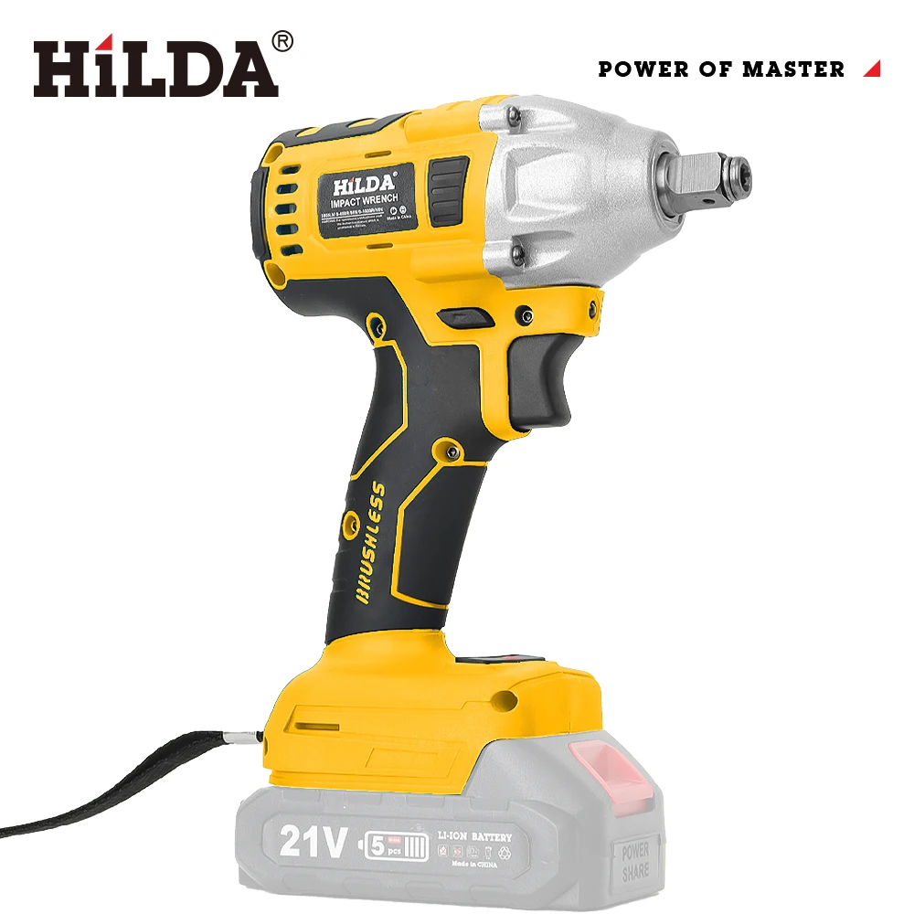 HILDA 21V Electric Impact Wrench Rechargeable 1/2 Socket Wrench Cordless Without Battery