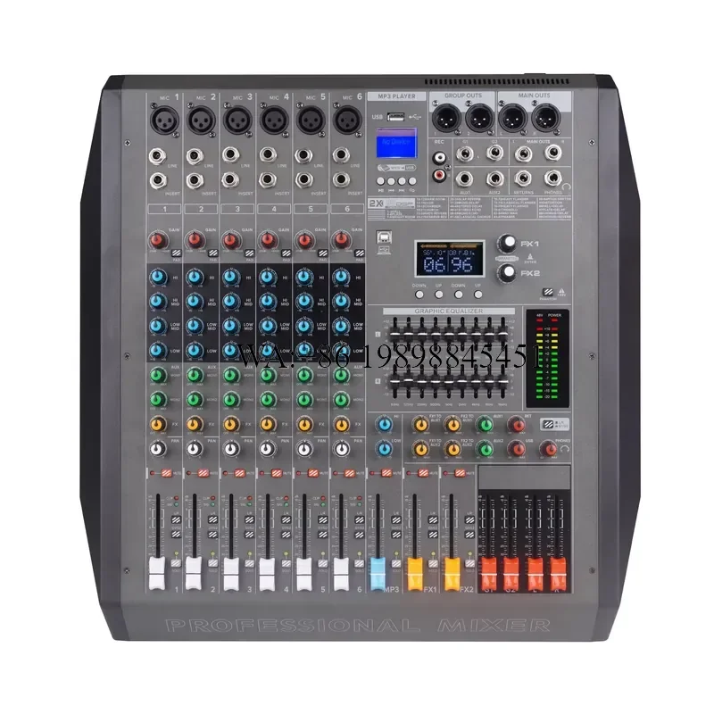 WMWMNU 6-Channel Professional Audio Mixer 2X500W Active Mixer Dual 99DSP Effects Dj Controller/audio Console Mixer for Small