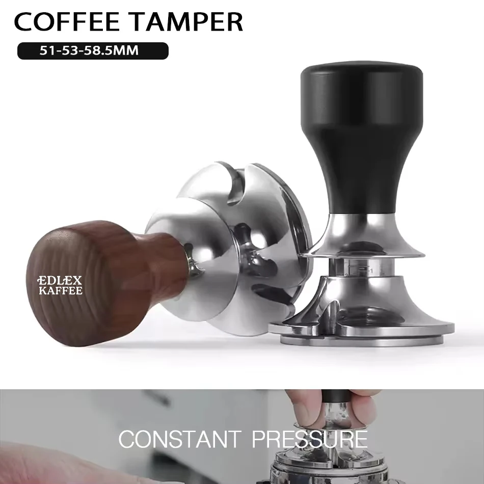 58mm Coffee Tamper Constant Pressure Adjustable Height SUS304 Powder Hammer Espresso Tamper Flat Base Coffee Accessorie