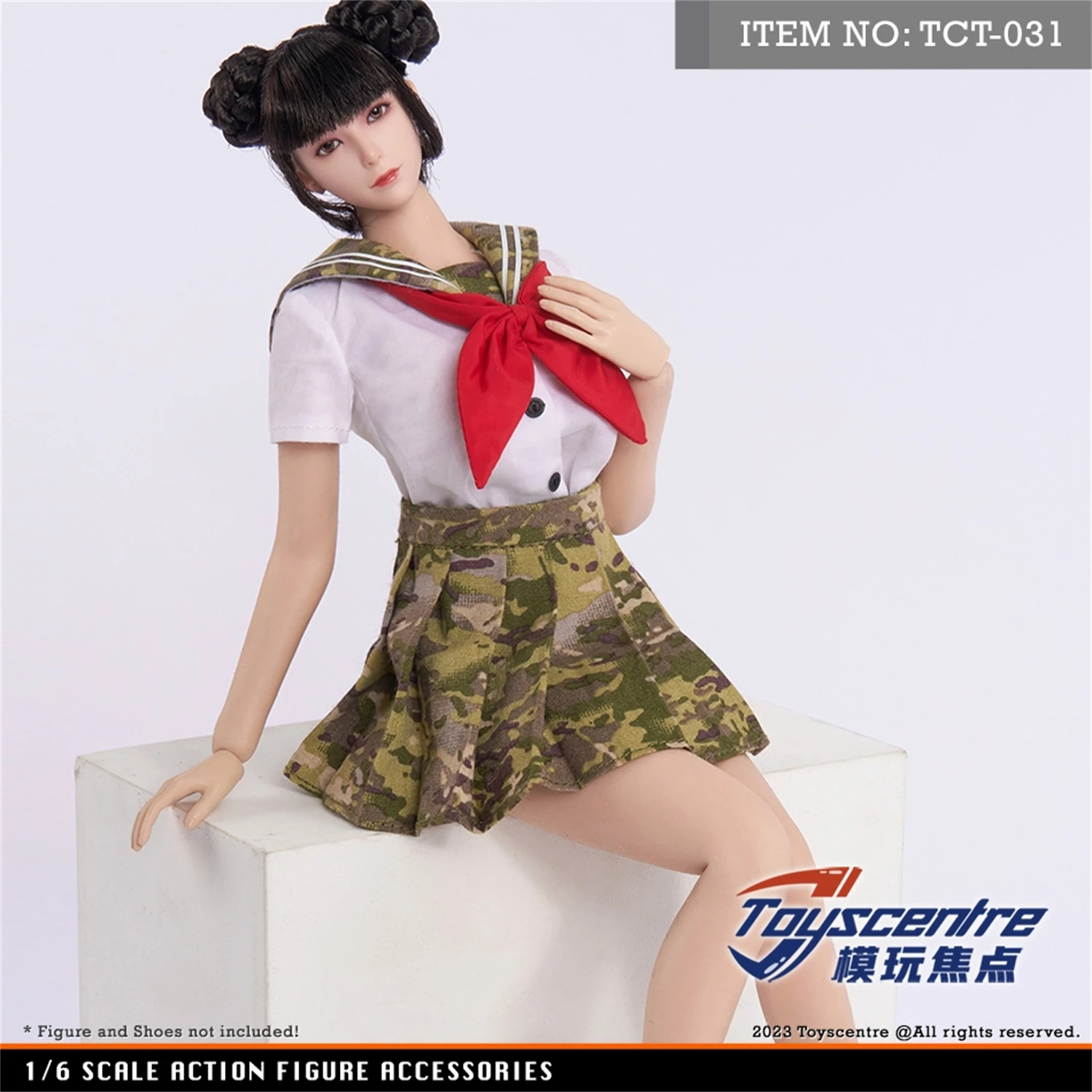 1/6 TCT-031 Student Short Sleeve Camo. JK Skirt Clothes Model Fit for 12'' Female Girl TBLeague JIAOU UD Action Figure Body