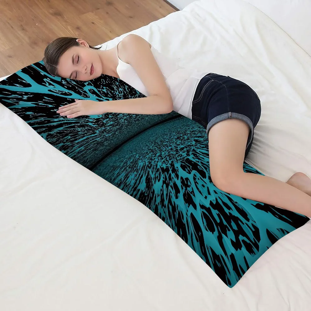 1 Turquoise and Black Marble Pattern Long Throw Pillow Cover | Contemporary Style, Mirror Design, Zipper Closure, Machine Washab