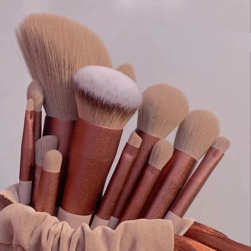 Soft Fluffy Maquiagem Brushes, Foundation Set para Cosméticos, Kabuki Blending, Beauty Tool, Blush Powder, Sombra, 13Pcs