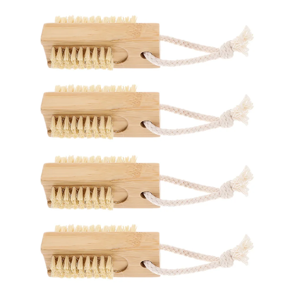 

4 pcs Bamboo Sisal Nail Brush Portable Small Nail Cleaning Tool For Fingernails Toenails Manicure Scrubbing Exfoliate Dirt Dust