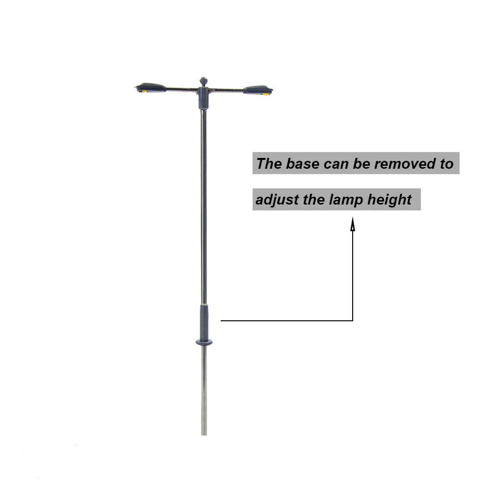 HO OO Scale 10pcs Model Street Lamp Height Adjustable 104mm 3 Volts Flexible For Adults Steel Mast Street Light