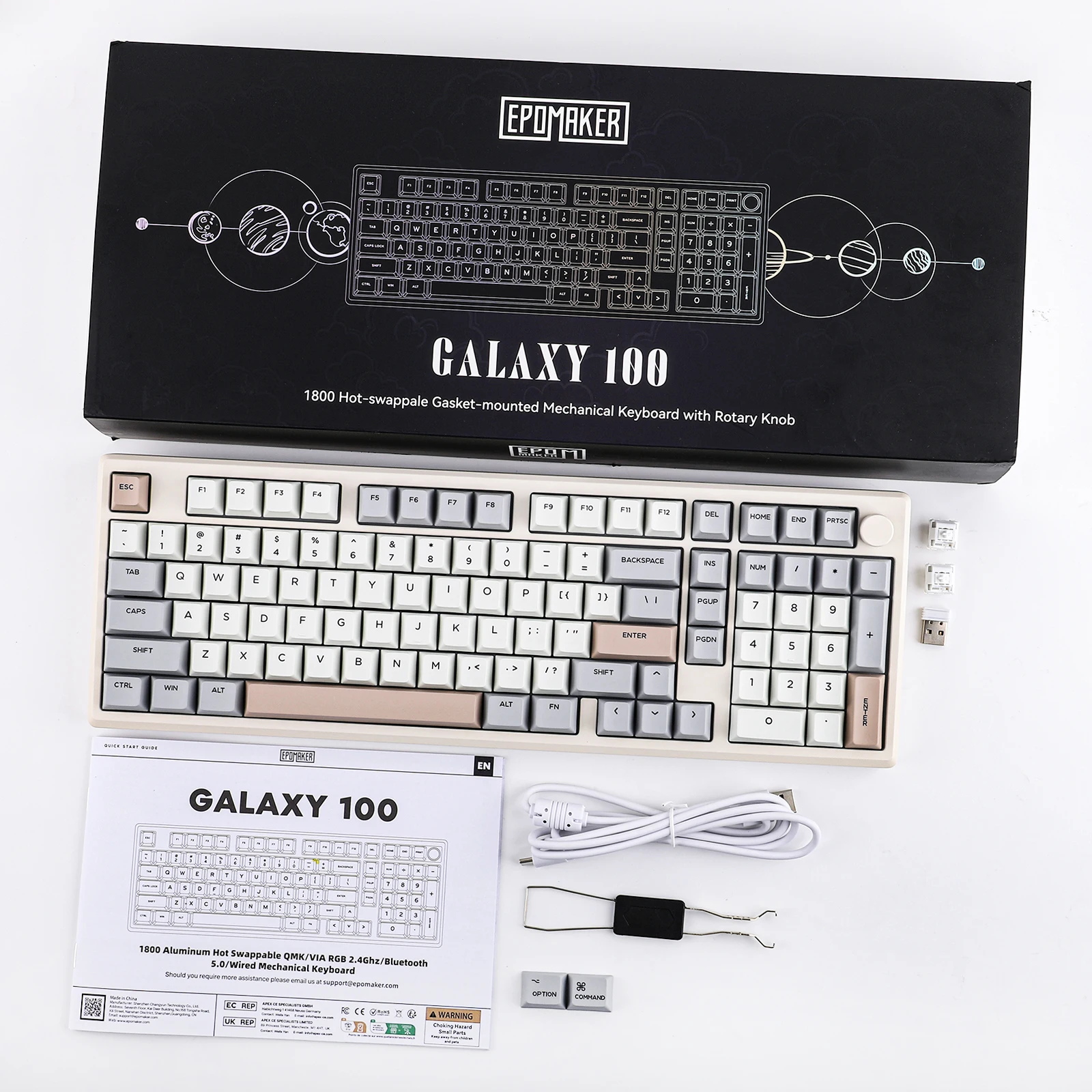 Klawiatura mechaniczna gamingowa EPOMAKER Galaxy100 1800 ANSI US Layout Hot-Swap Gasket-Mounted Tri-mode Wireless Aluminum — zdjęcie produktu 6
