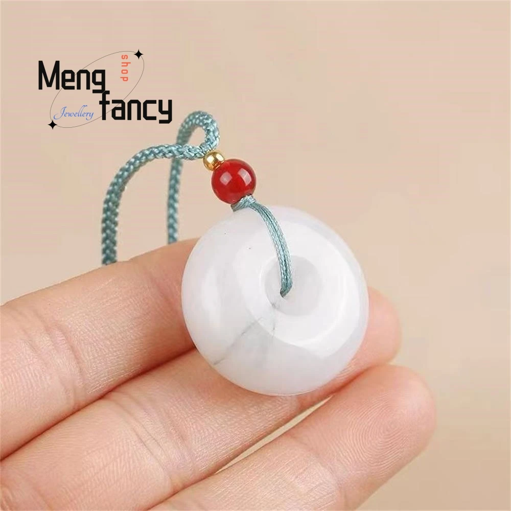 Natural Tianshan Cui Peaceful Buckle Jade Pendant Exquisite Elegant Simple High-grade Best Selling Fashion Jewelry Holiday Gifts