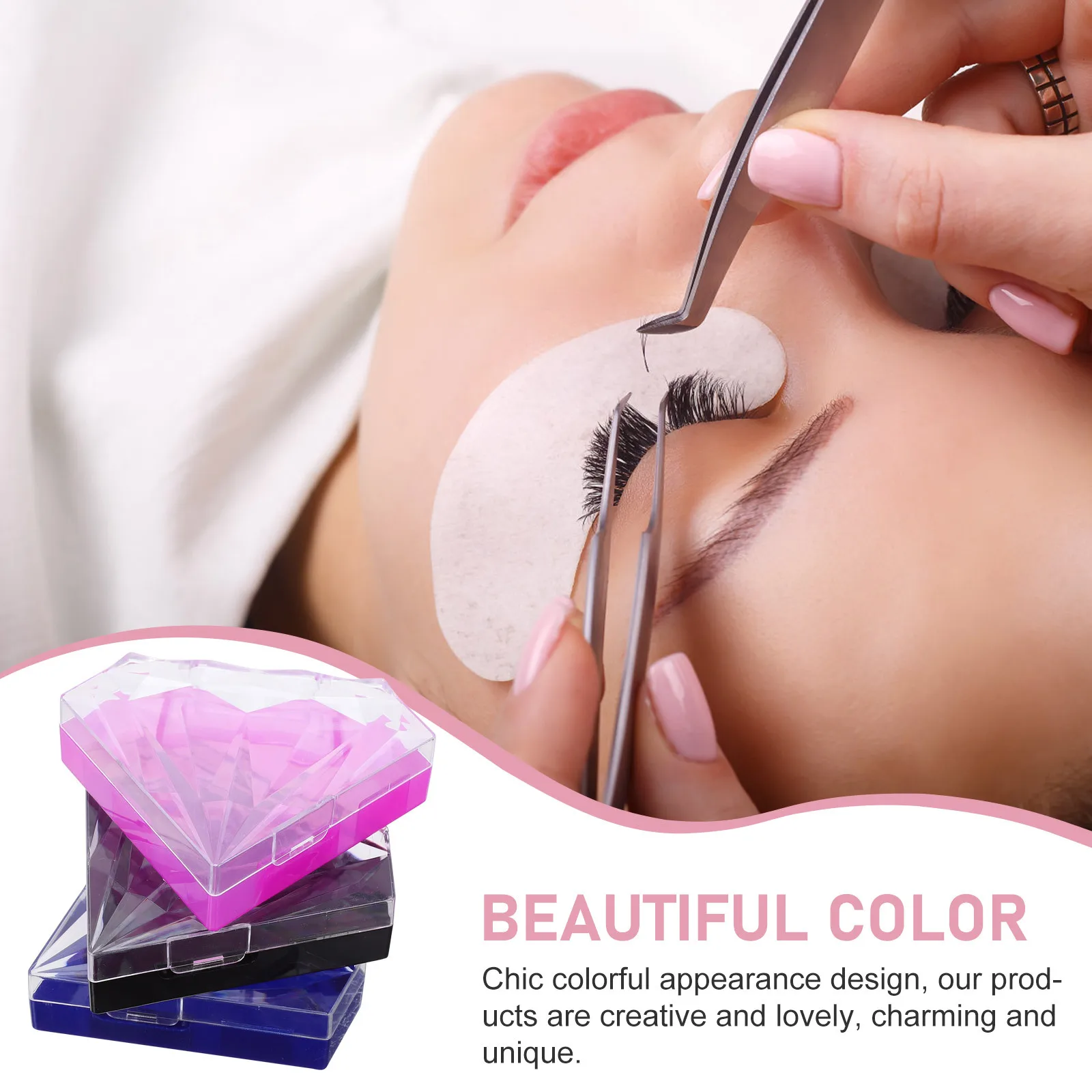 

3Pcs Diamond Shape Lash Case Colorful Eyelash Storage Box Exquisite Design Damage Proof Makeup Organizer Gift Lash Case