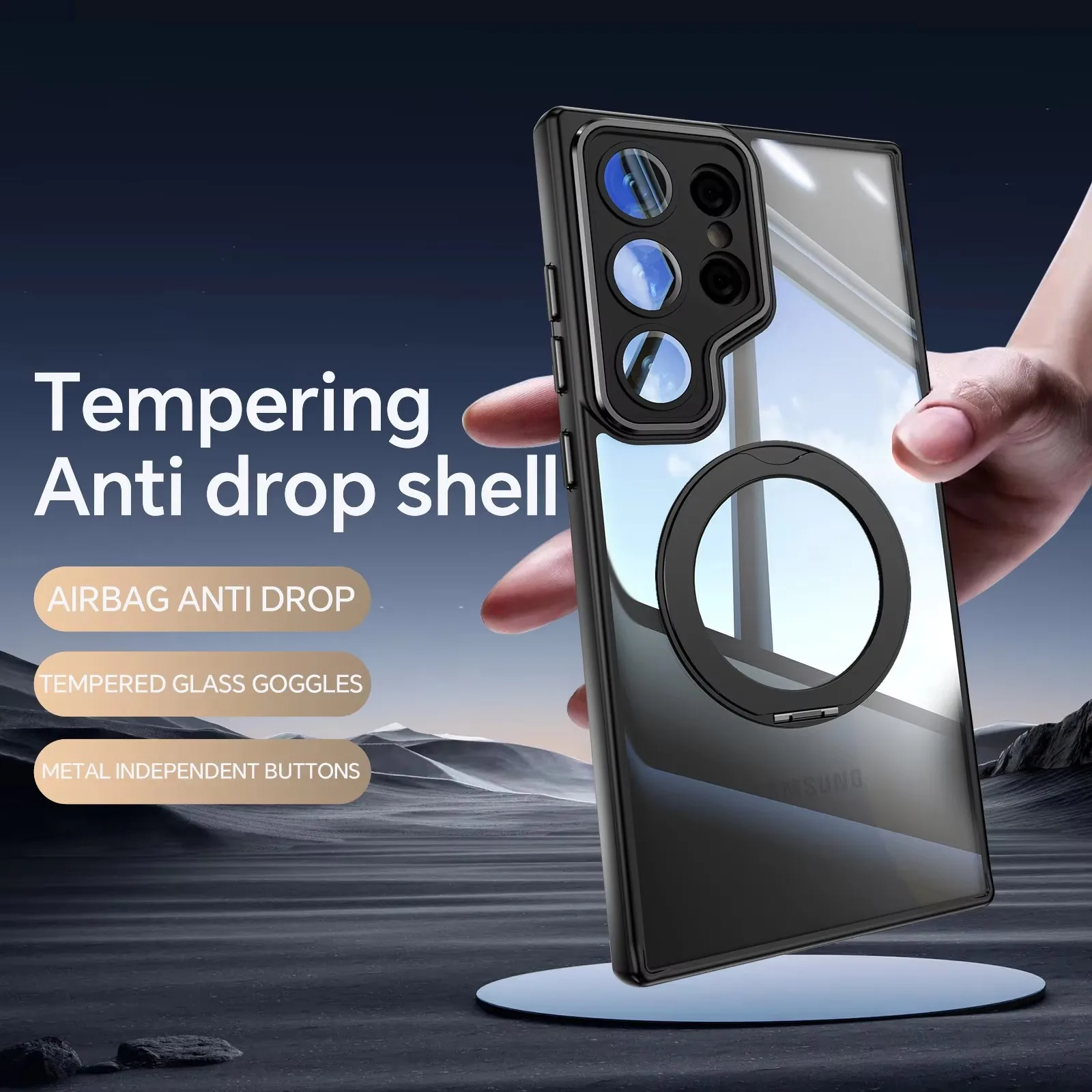 Phone Case Magnetic Wireless Charging For Samsung GalaxyS25 S24 S23 Ultra Plus 360 Rotating Bracket S24FE Protective Cover New