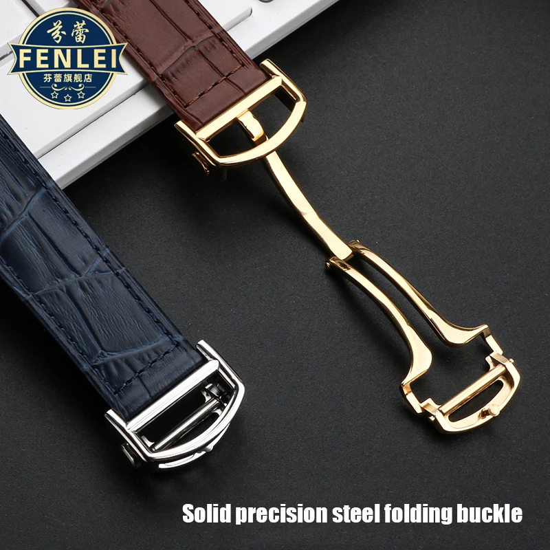 Correa de cuero genuino para reloj Cartier, Pulsera de piel de vaca para hombre y mujer, 16MM, 18 MM, 20MM