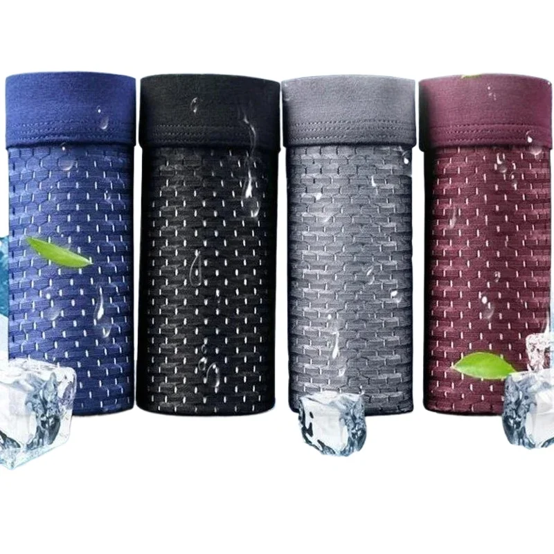 4Pcs Men's Bamboo Boxer Briefs Ultra Soft Anti Odor Underwear Breathable Mesh with Ventilation Holes Stretch Comfort for Daily