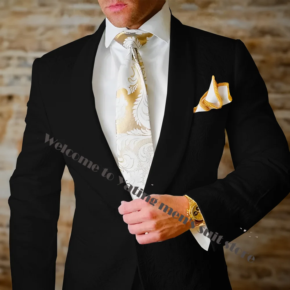 Smoking da sposa da uomo avorio abito da uomo Slim Fit con risvolto a scialle su misura per Prom due pezzi (completo + pantalone)