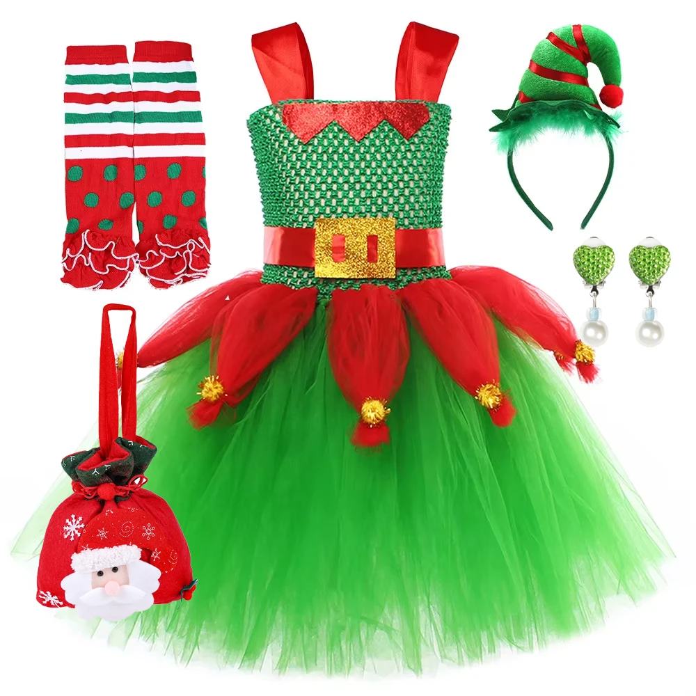 

2024 Girls Christmas Santa Claus Costume Kids Cosplay Dress Children Dress Up Clothes Carnival Party Clothes