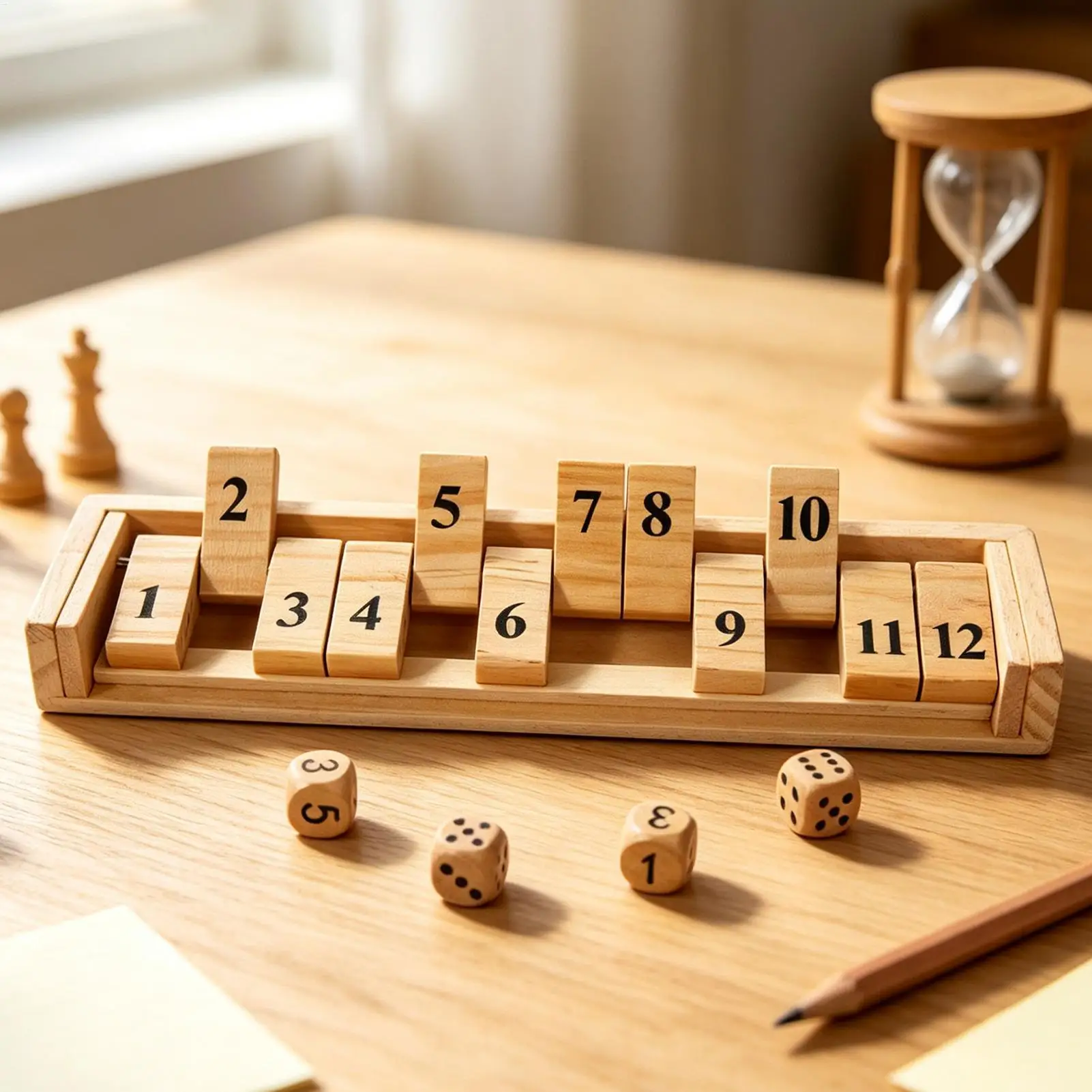 Wooden Shut The Box Game Two Player Educational 12 Numbers Funny Interactive Table Math Game For Family Gathering Classroom Home