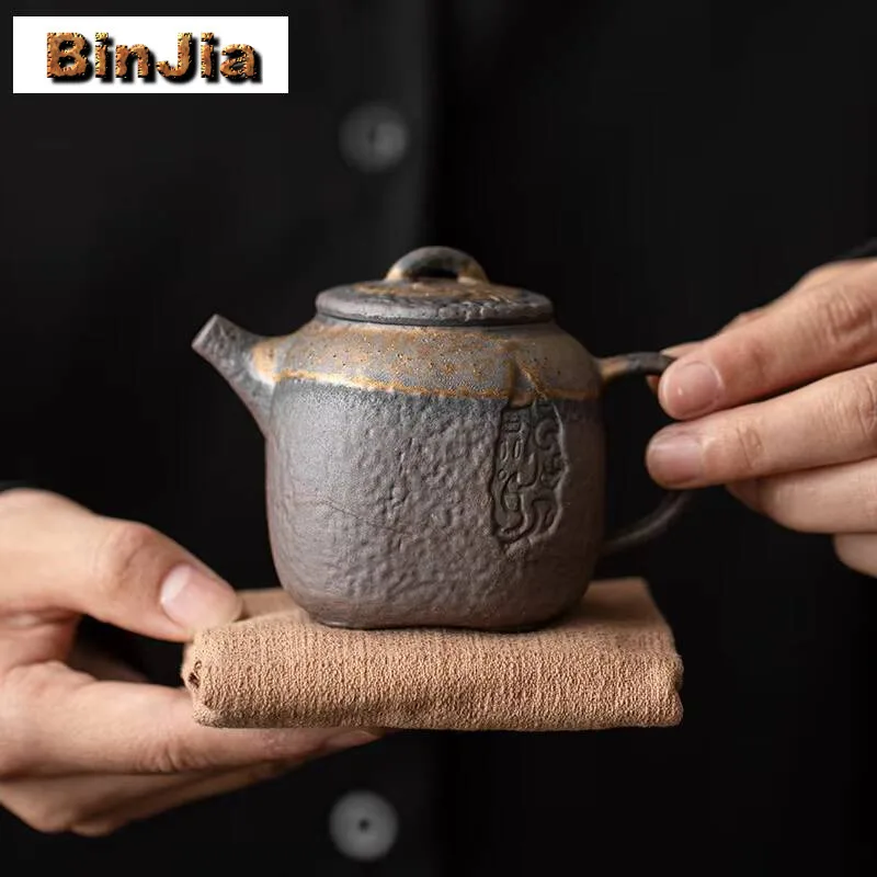 

160 мл японский позолоченный железный глазурь чайник бутик грубая керамика заварочный горшок чайник для заваривания чая предметы аксессуары украшения