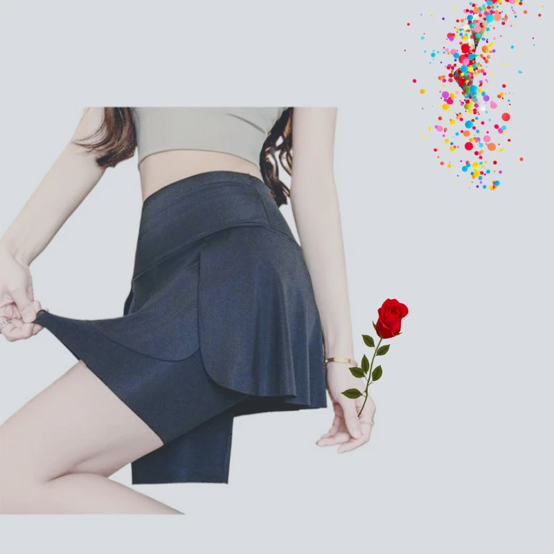 Pantaloni con cavallo invisibile, i ultimi culottes falsi in due pezzi di grandi dimensioni, pantaloncini da yoga da ciclismo all'aperto anti-luce, outdoor, calcas