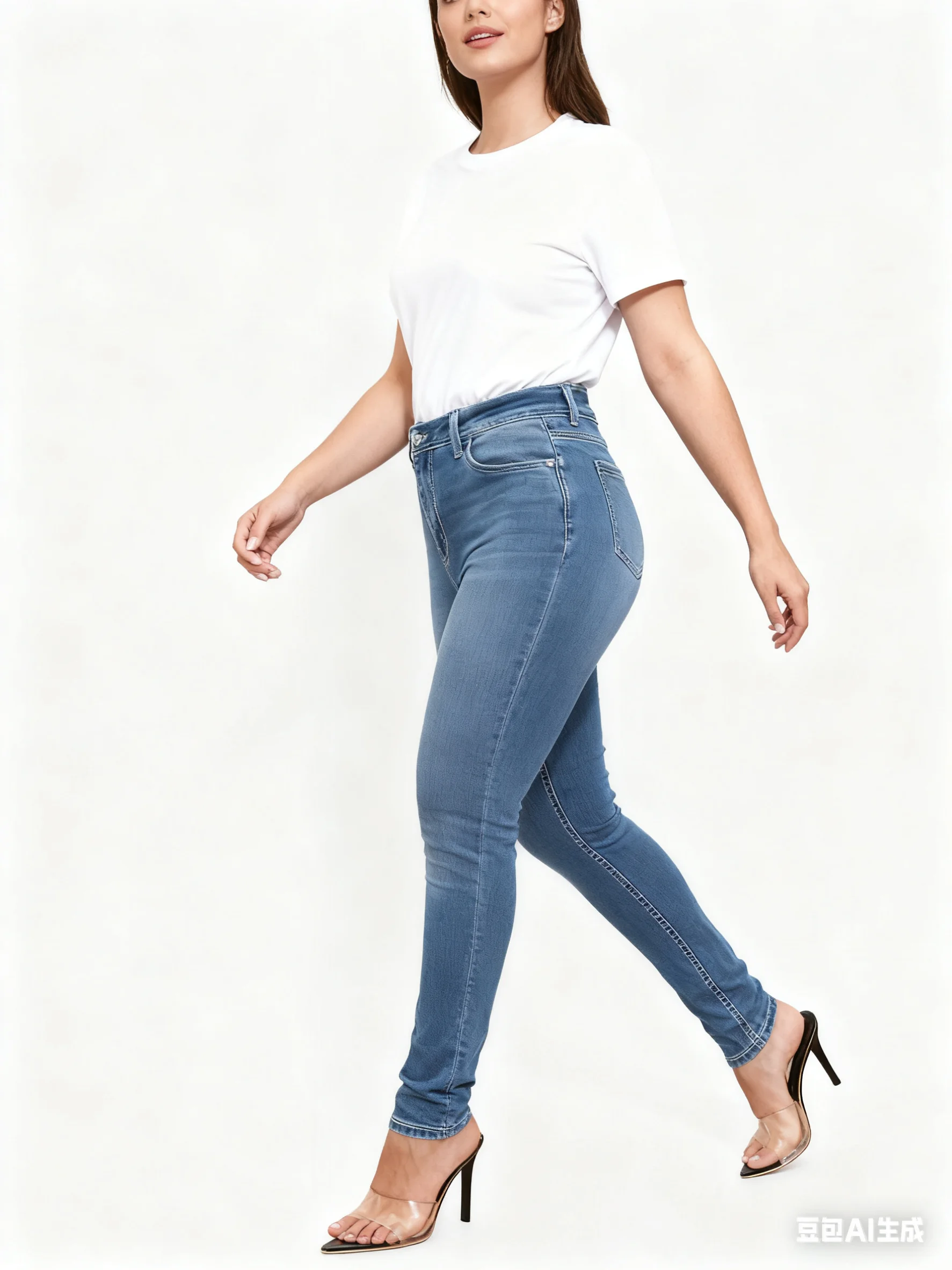 Trendy Plus Size Women's Skinny Denim Jeans High Rise Stretch Pants Curve-Hugging Clothing
