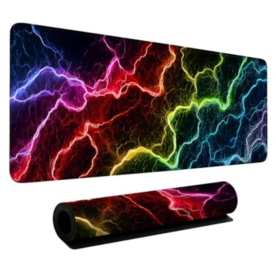 

Electric Lightning Extended Gaming Mouse Pad 31.5"x11.8" Mousepad, Large Desk Pad Desk Mat for Gaming and Office, Non-Slip Rubb