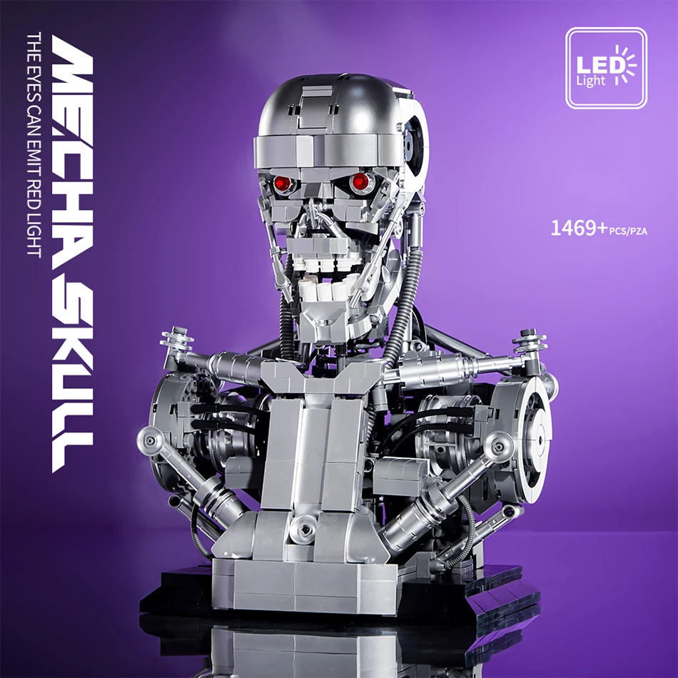

1469 PCS Technical Mechanical Terminator Skull Building Blocks Classic Movie Half-body Robot Head Assembly Bricks Toys Kids Gift