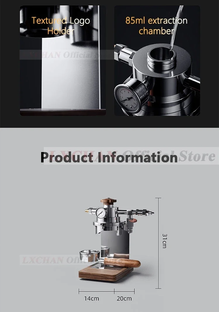 ماكينة صنع القهوة الهوائية من HomeWise ماكينة صنع القهوة اليدوية ذات الضغط المتغير ماكينة صنع قهوة اسبريسو مع فلتر محمول 58 مللي متر