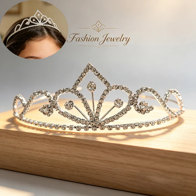 Silver Color Rhinestone Bridal Crown Luxury Crystal Tiara Wedding Queen Princess Headpiece Party Birthday Party Hair Accessories view 2