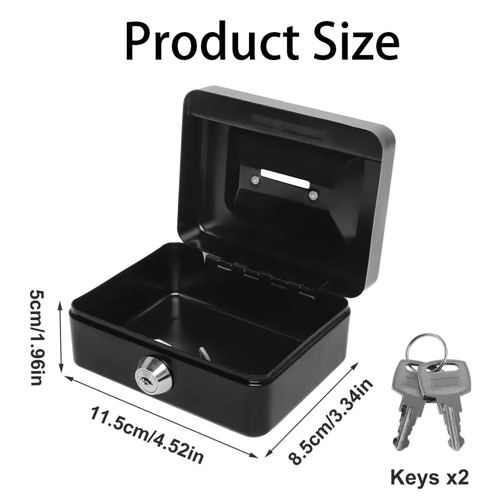 Lockable Cash Box with Key, Portable Piggy Bank, Small Safety Lock Box, Sturdy Coin Box for Kids