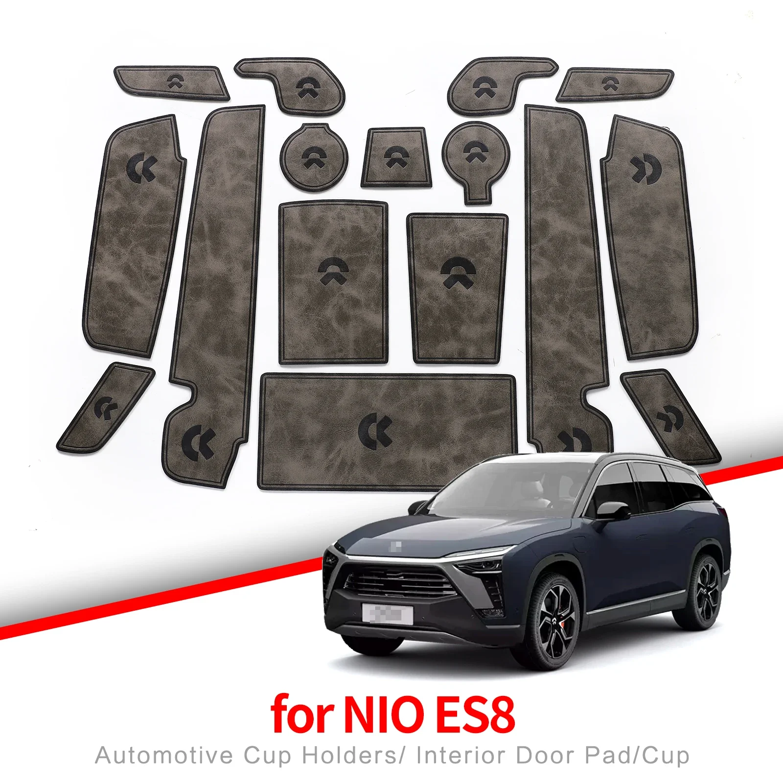 Car Leather Gate Slot Mat for NIO ES8 2021 - 2023 Cortex Door Groove Pad Interior Accessories Cup Holder Water Coaster