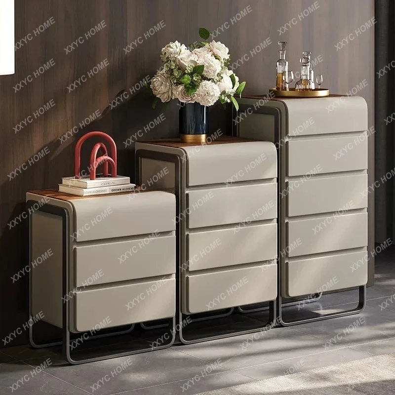 09 خزانة بأدراج تخزين لغرفة النوم من خشب الجوز الفاخر والحديث المخصصة وثلاثة أربعة ستة خزانة عمودية #4