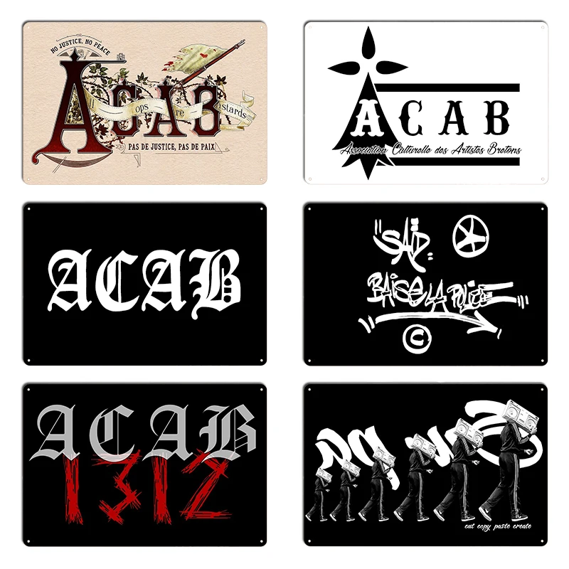 Acab But Old Style French Version Metal Sign Personalized Wall Decor Home Cinema Garage Acab Tin Sign Posters