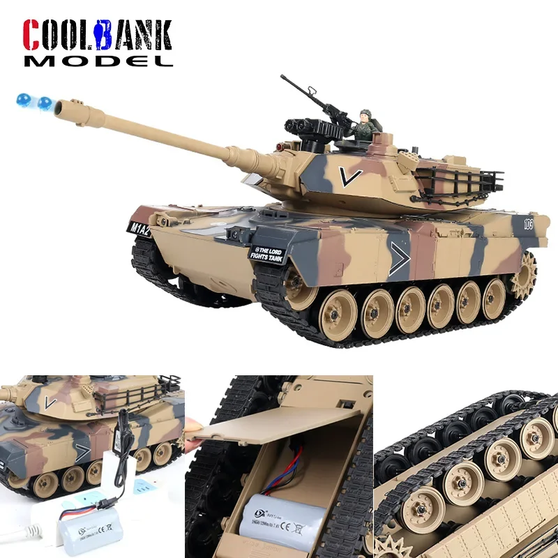 Controle remoto RC Battle Tank com luz e som Water Bomb, Airsoft Balls, luz e som Water Bomb, 1/18 M1a2, 2.4g