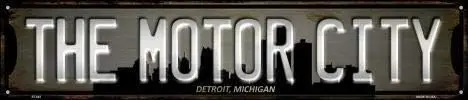 Detroit The Motor City Metal Street Sign Garage Home Wall Decor Poster Retro Vintage 4x16 Inch Tin Sign