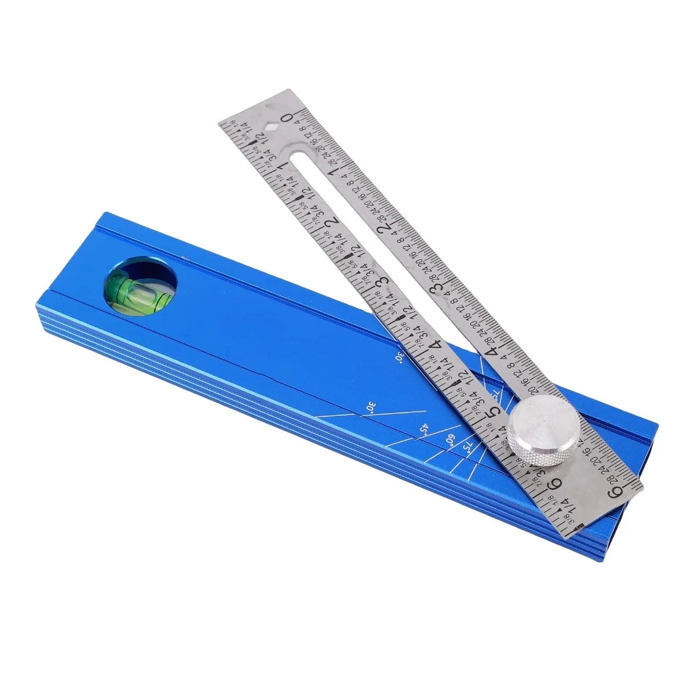 /Dual /Scale /Bubble Level Protractor Aluminum Alloy Foldable Marking Ruler For For Multi Angle Woodworking Positioning And Surv